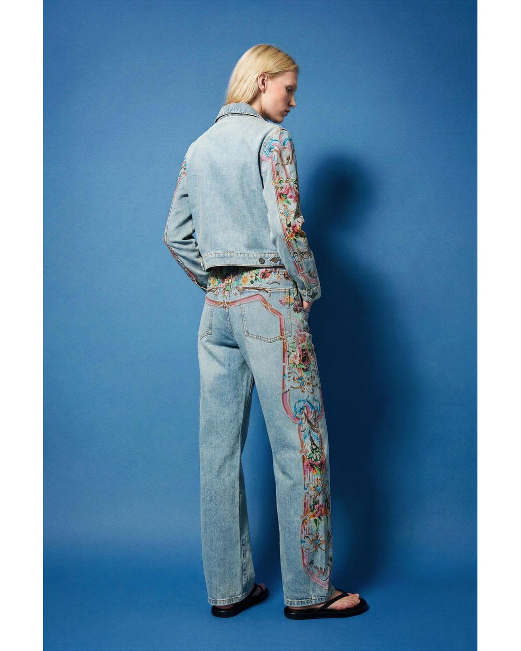 Desigual Blue Printed Balloon Jeans, Cotton