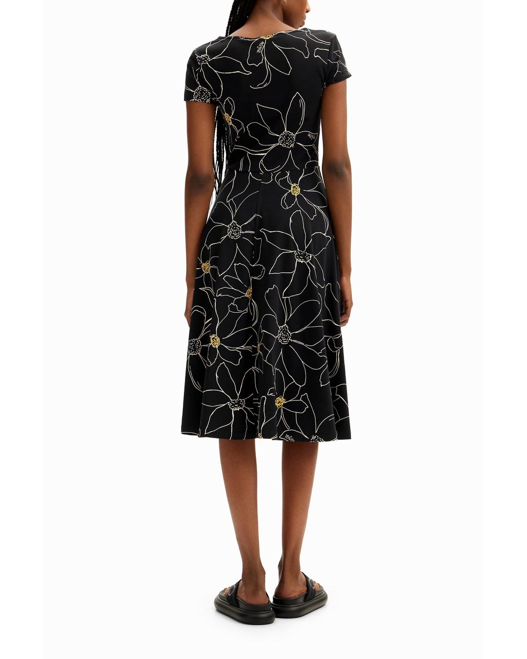 Desigual Black Arty Floral Dress, Cotton