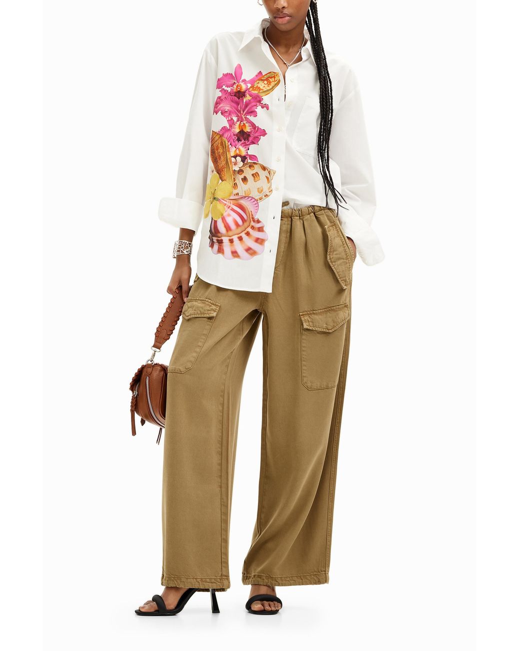 Desigual White M. Christian Lacroix Shells Shirt, Cotton