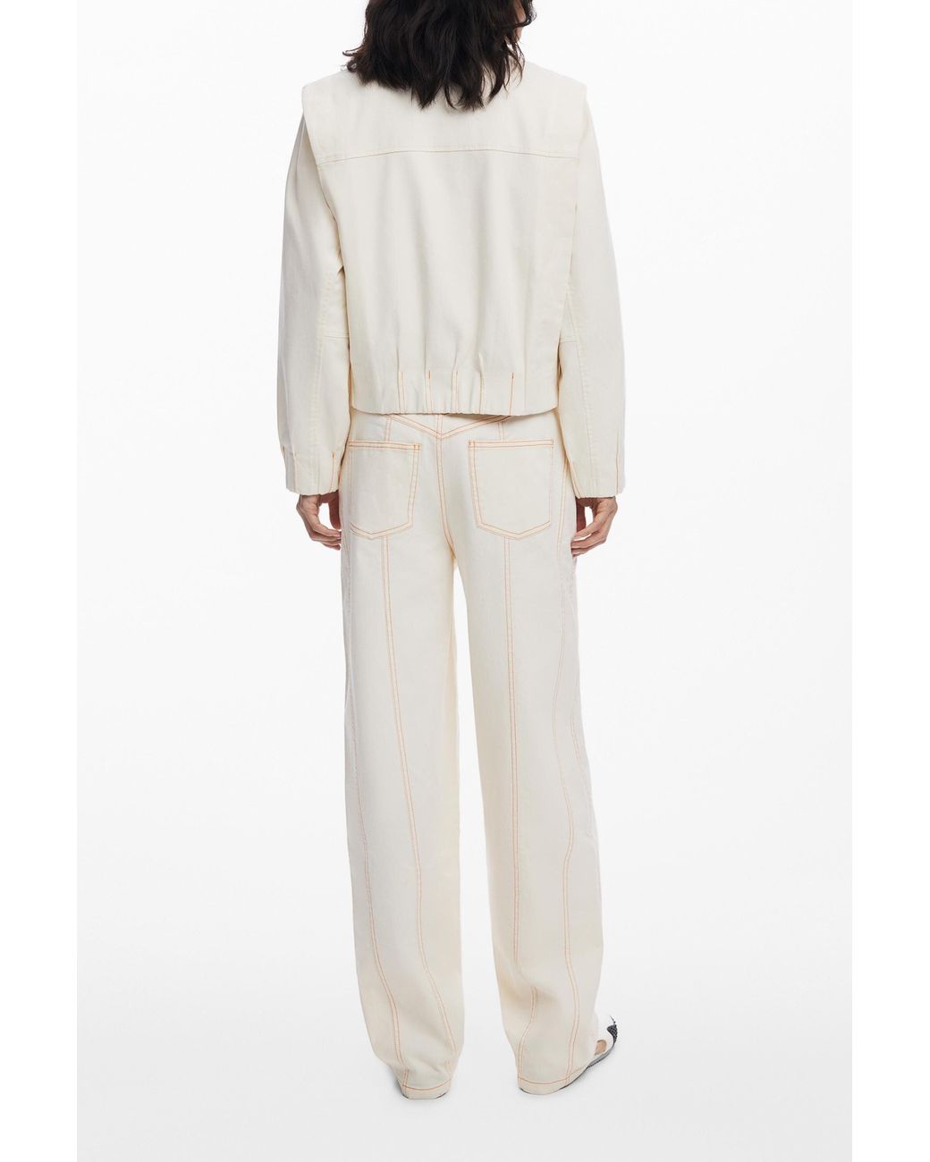 Desigual White Balloon Pants With Front Pockets, Cotton