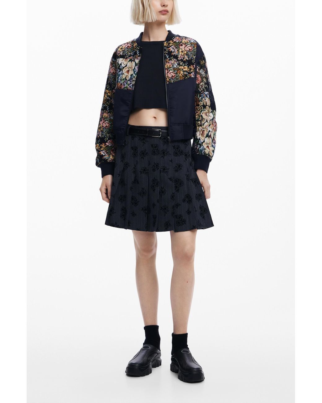 Desigual Blue Printed Bomber Jacket