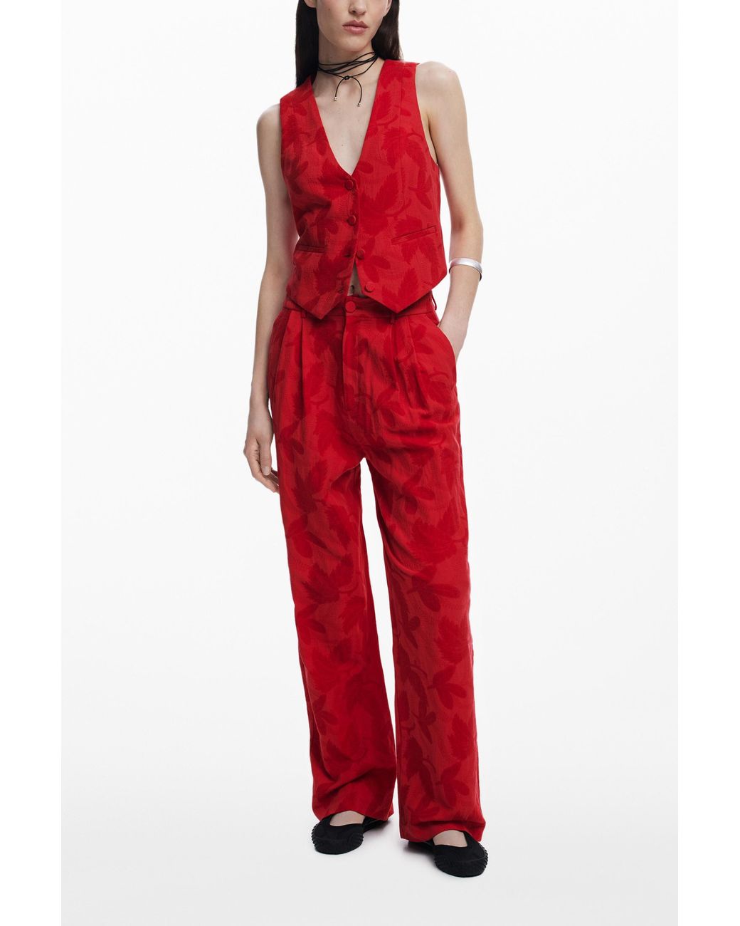 Desigual Red Contrast Vest