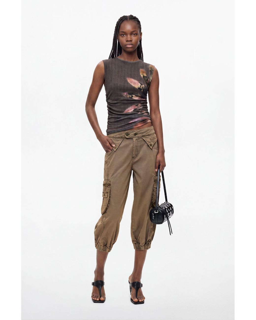 Desigual Brown Sleeveless Knit T-Shirt, Polyester