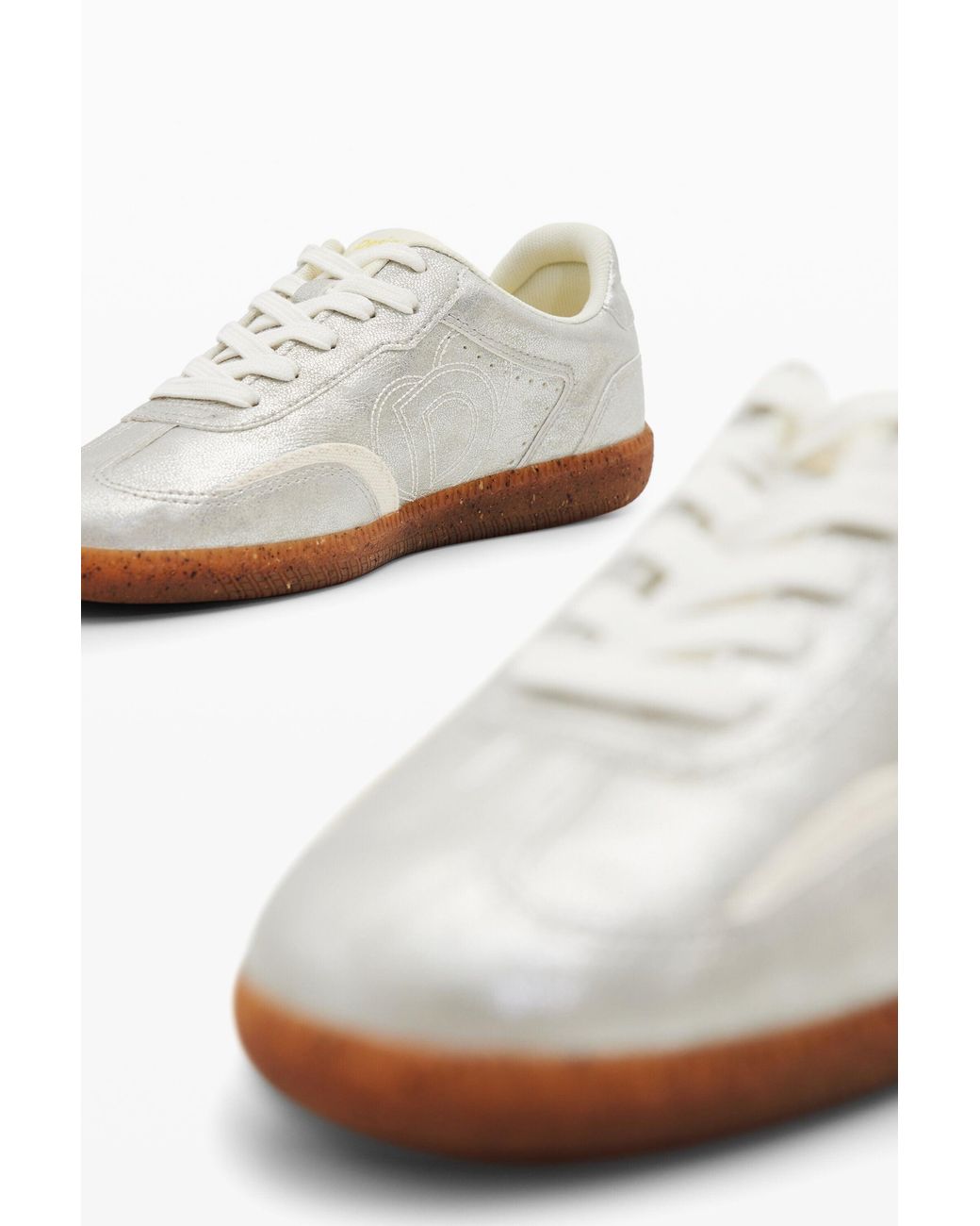 Desigual White Retro Metallic Sneakers, Polyurethane