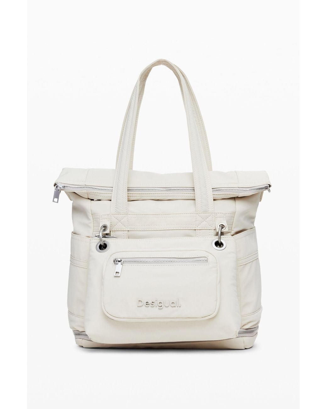 Desigual White Multi-Position Nylon Backpack, Polyamide