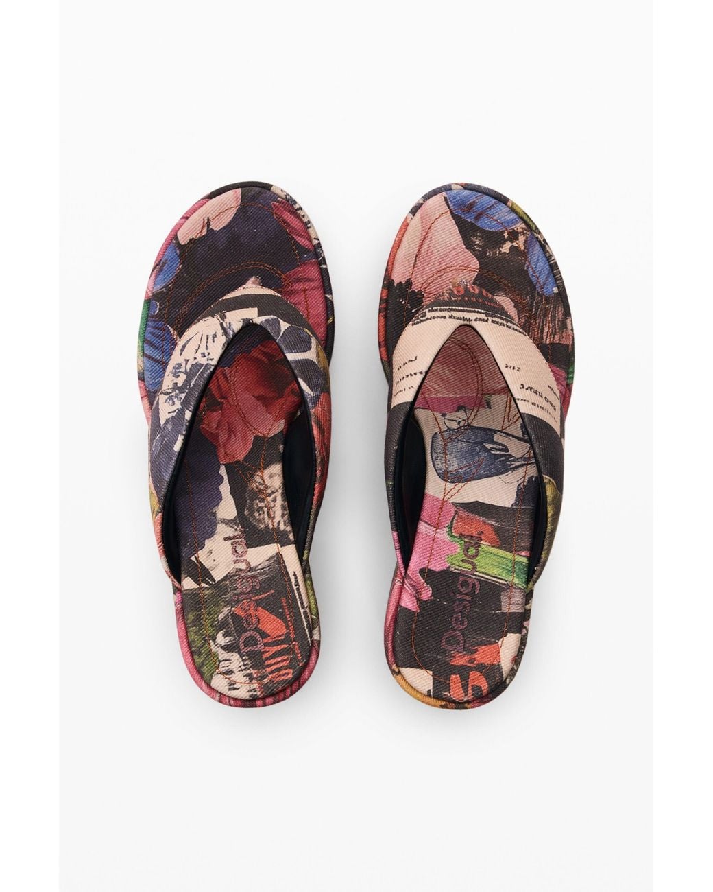 Desigual Red Printed Platform Sandal, Cotton