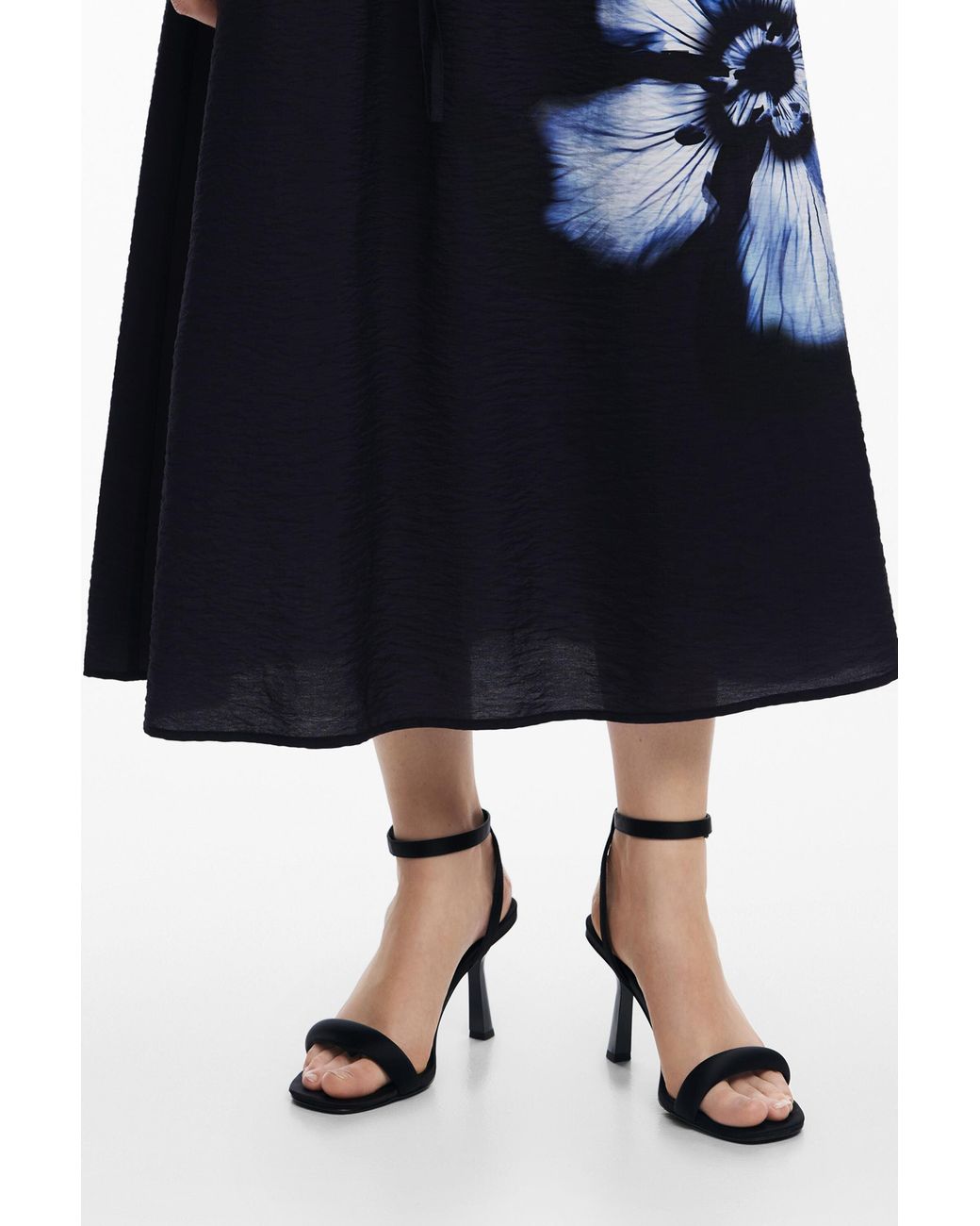 Desigual Blue Long Floral Skirt