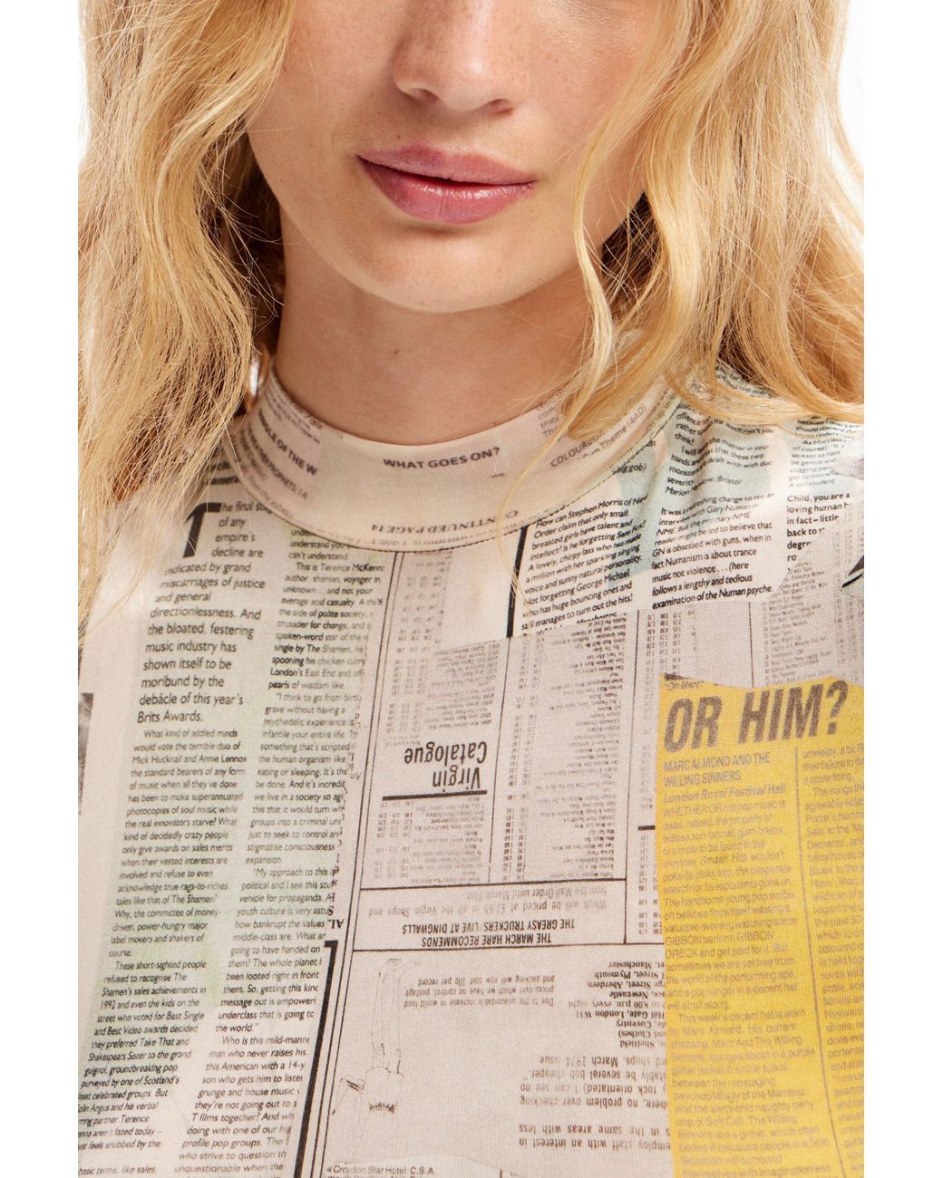 Desigual White Slim Newspaper Midi Dress, Viscose