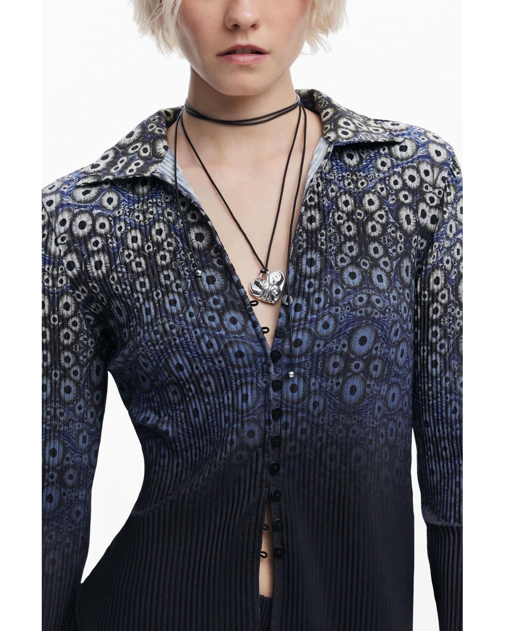 Desigual Blue Shirt Designed By Mr. Christian Lacroix, Polyester