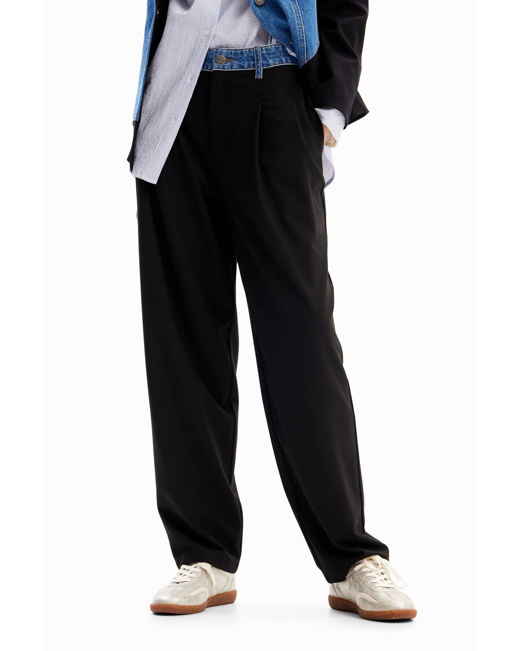 Desigual Blue Hybrid Tailored Trousers