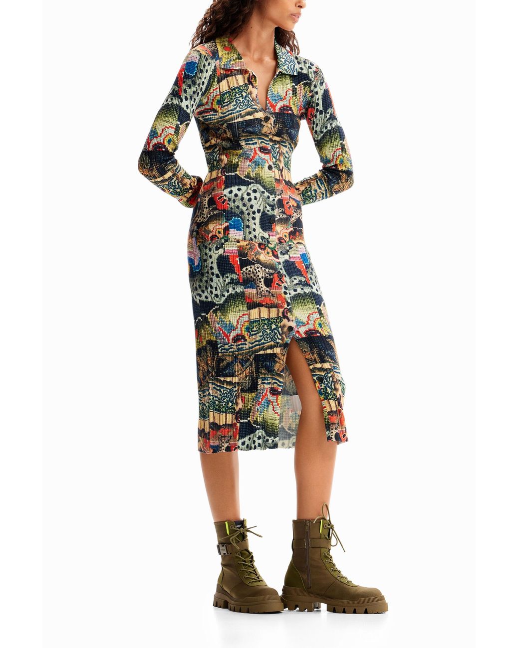Desigual Brown M. Christian Lacroix Tapestry Midi Dress