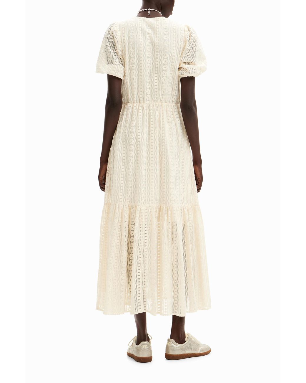Desigual Natural Long Embroidered Dress