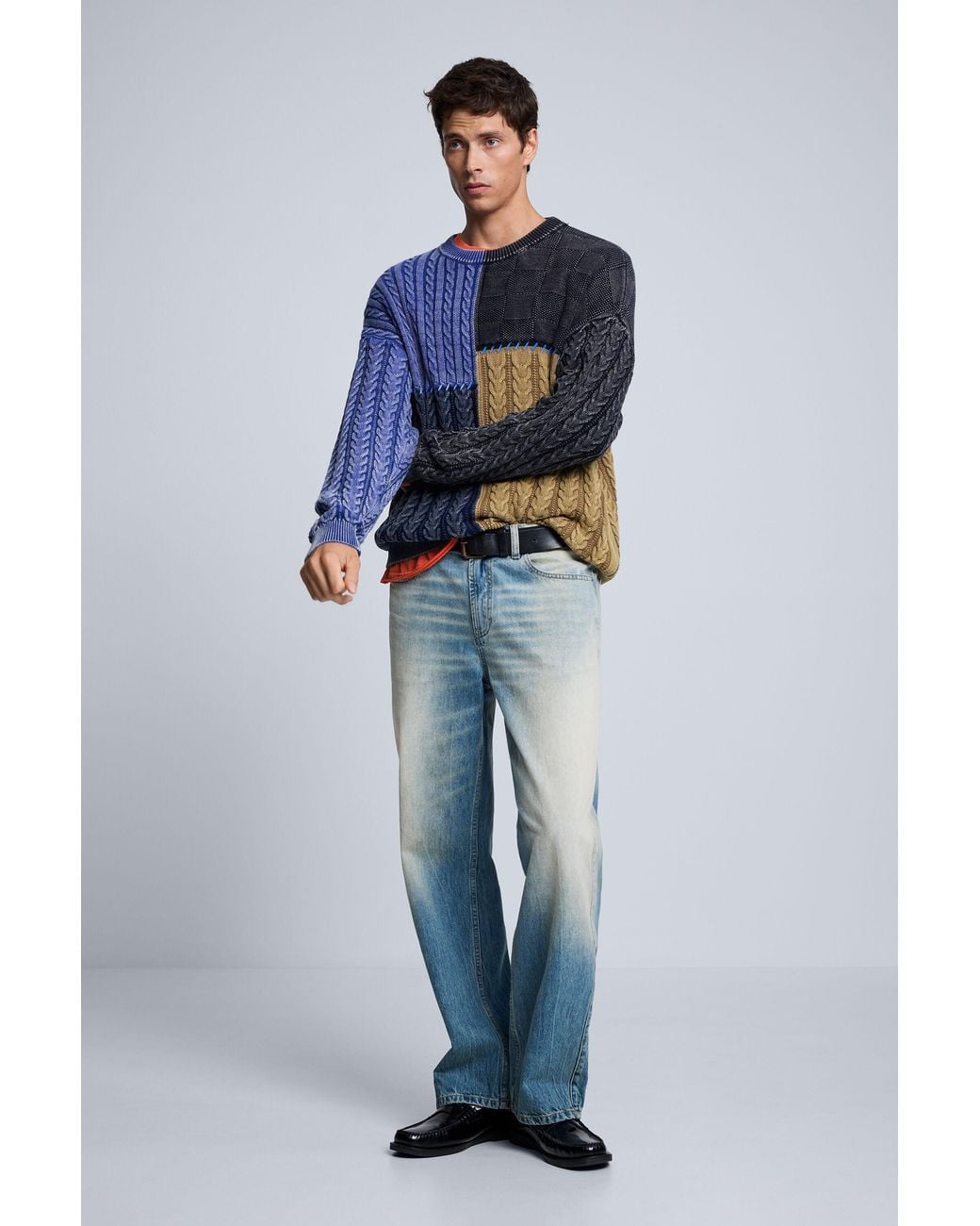 Pull Patchwork, Homme, Coton, Bleu Desigual pour homme en coloris Blue