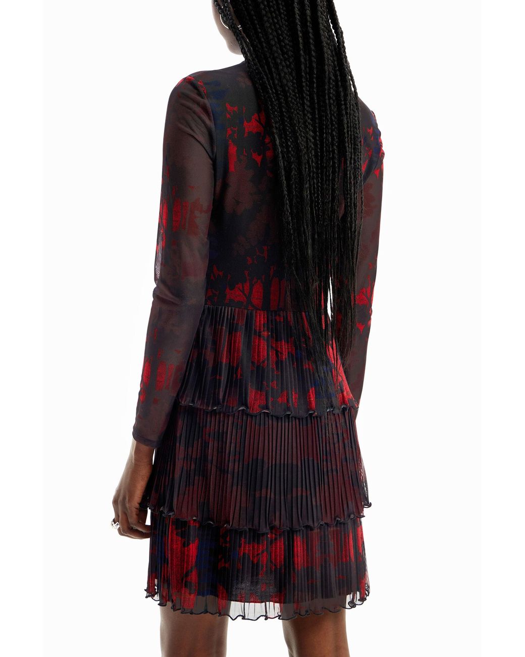 Desigual Black M. Christian Lacroix Short Pleated Dress, Polyester