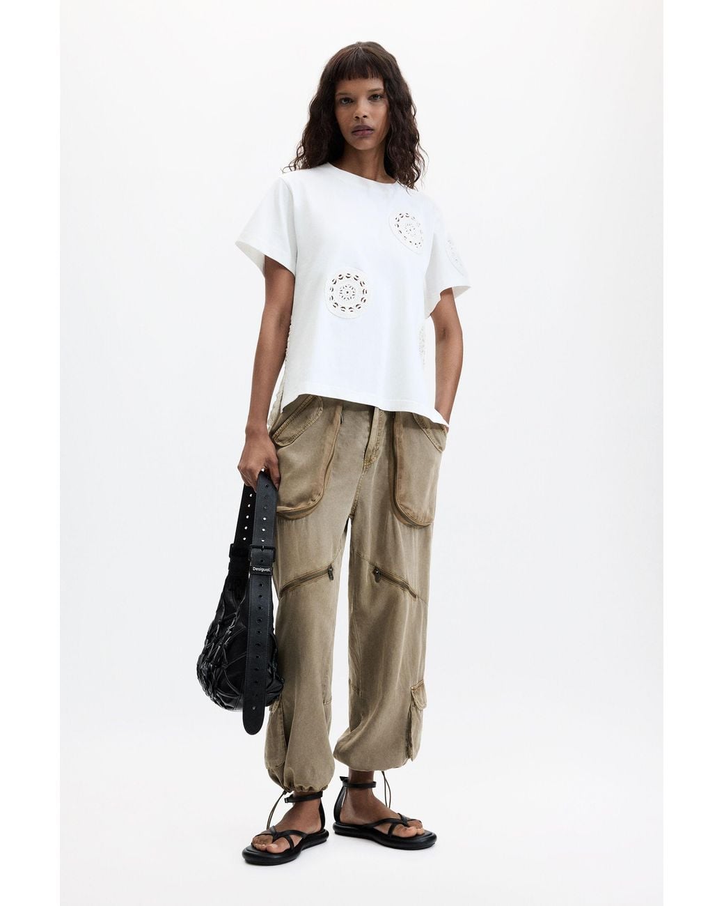 Desigual White Embroidered T-Shirt