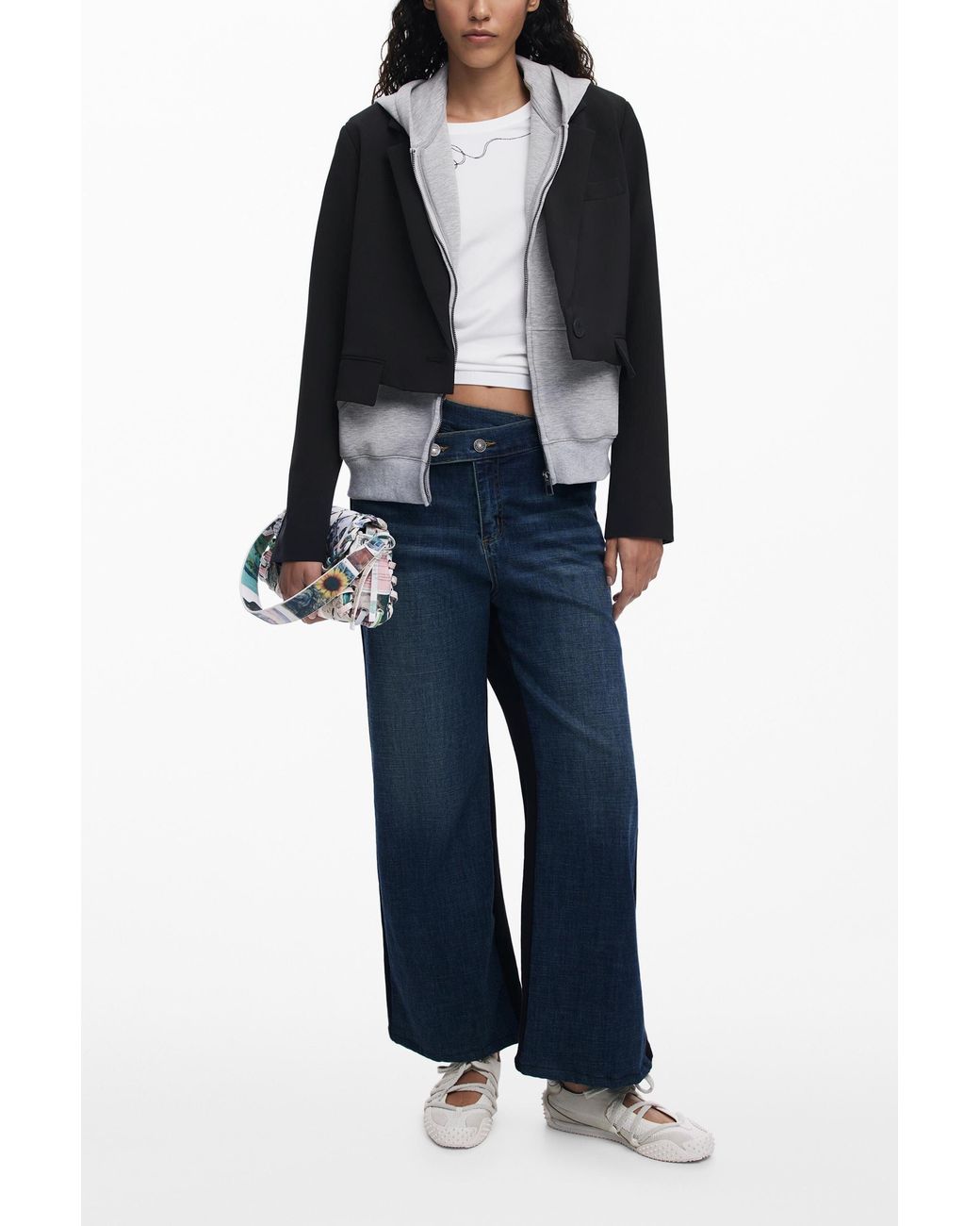 Desigual Black Combined Knit Blazer