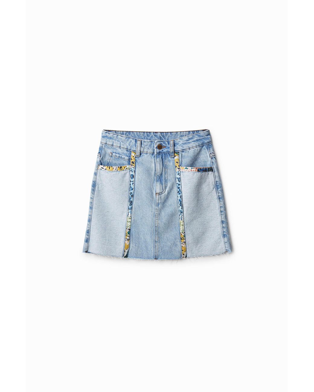 Desigual Blue Denim Patchwork Mini Skirt, Cotton