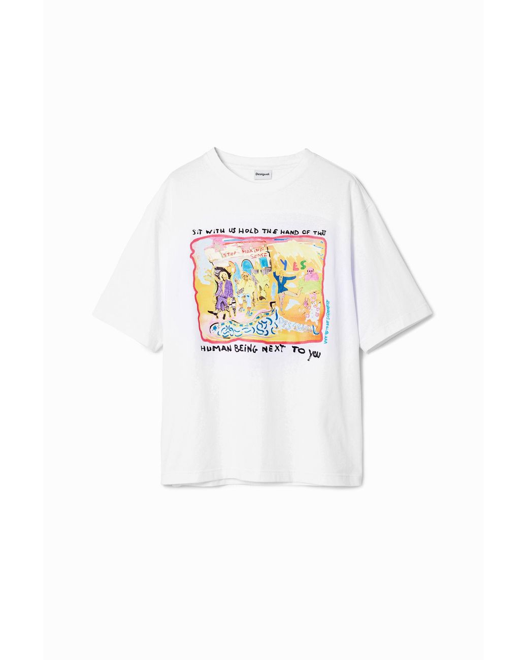 Desigual White Fauv Knit T-Shirt, Cotton for men