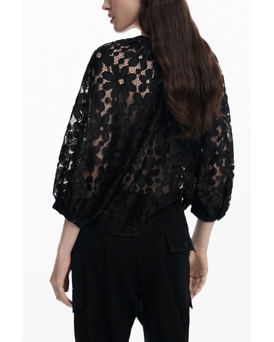 Desigual Black Cut-Out Blouse, Polyester
