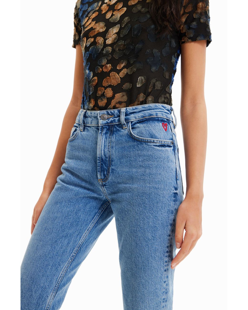Desigual Blue Straight Jeans, Cotton