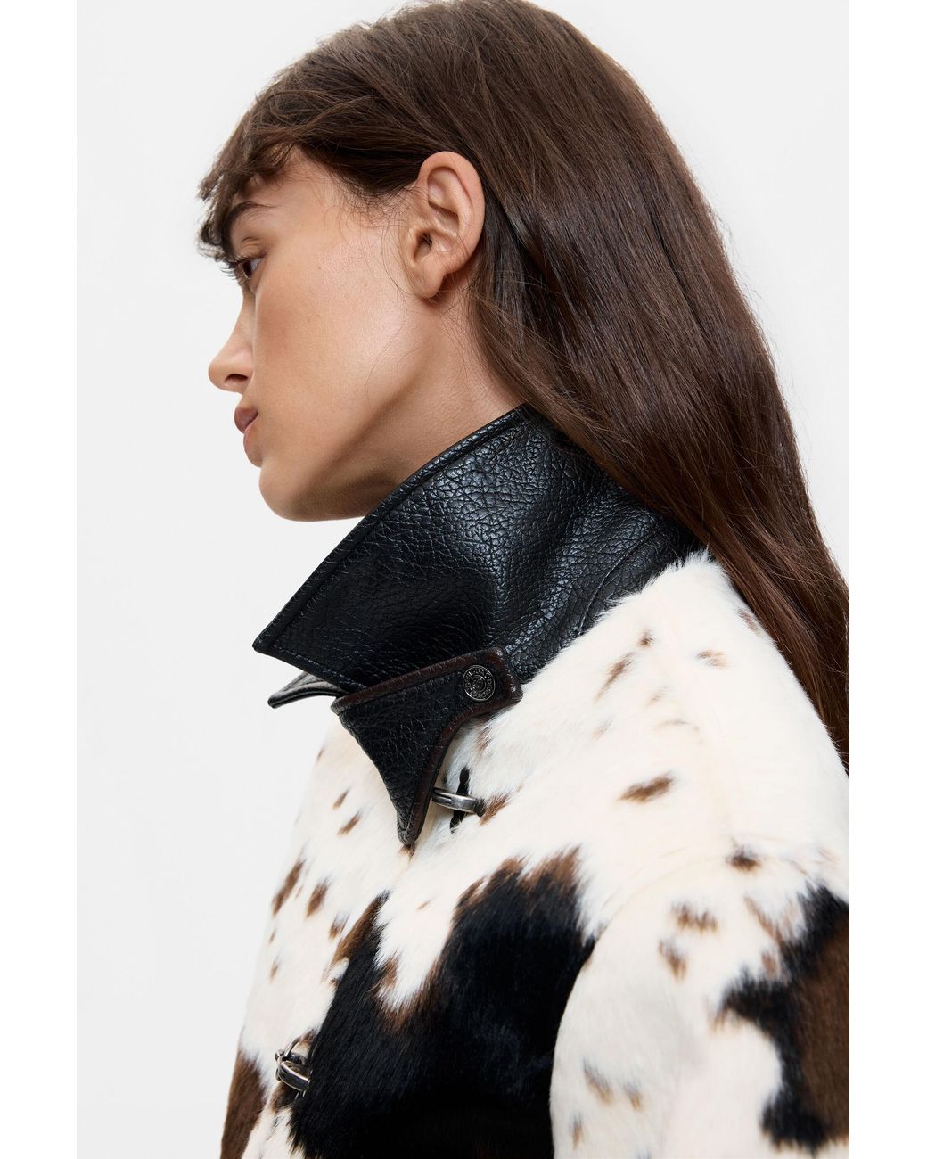 Desigual Blue Animal Print Faux Fur Jacket