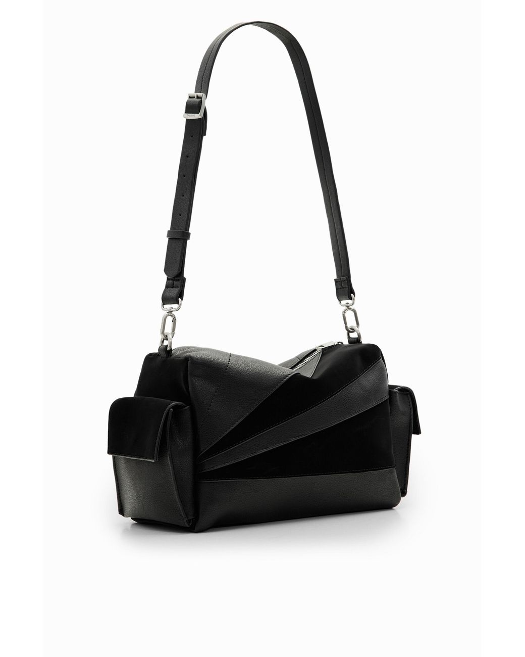 Desigual Black M Patchwork Textures Bag, Polyurethane