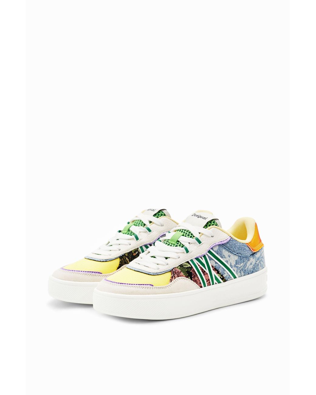 Desigual Blue Patchwork Platform Sneakers