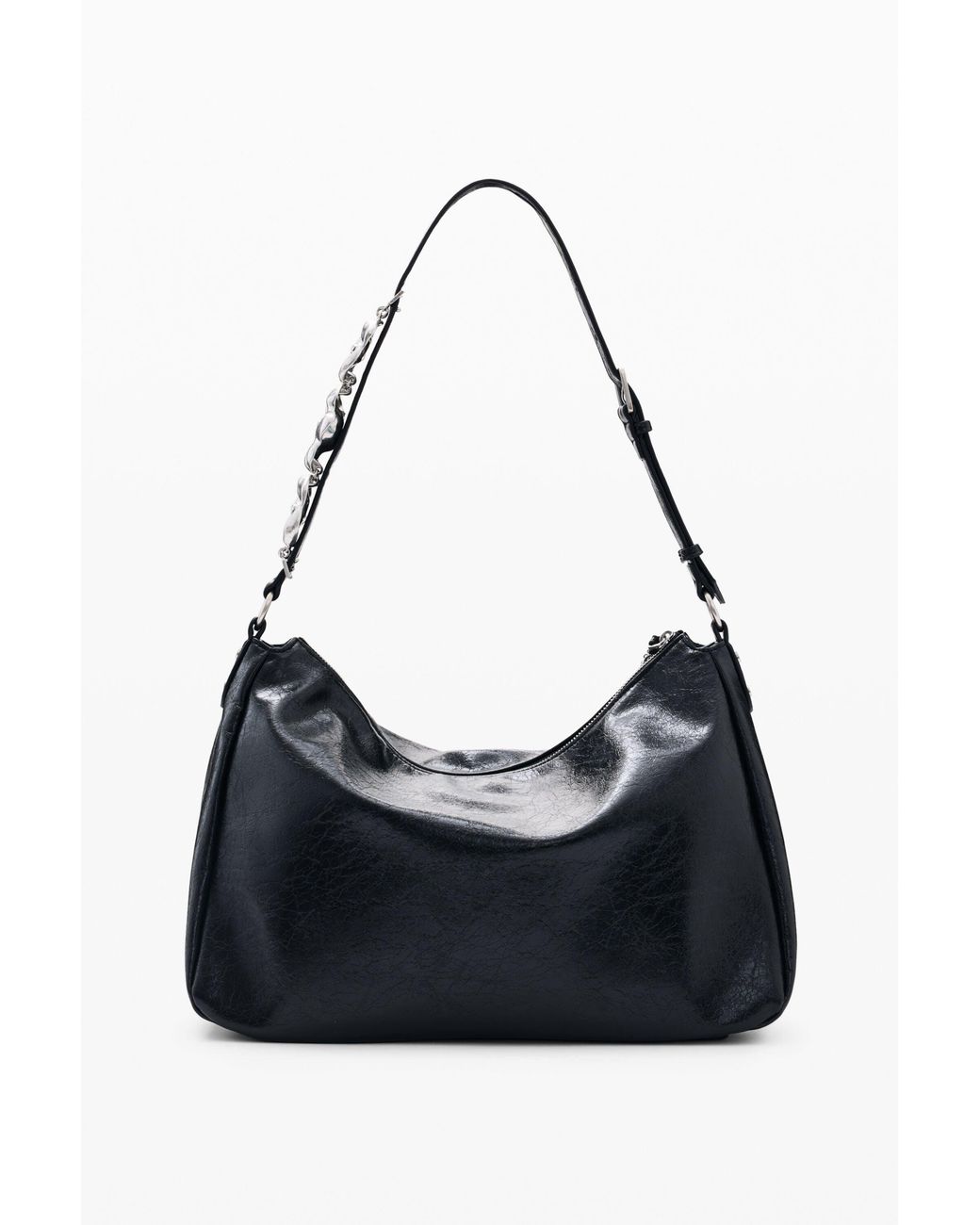 Desigual Black Square Faux Leather Bag, Polyurethane
