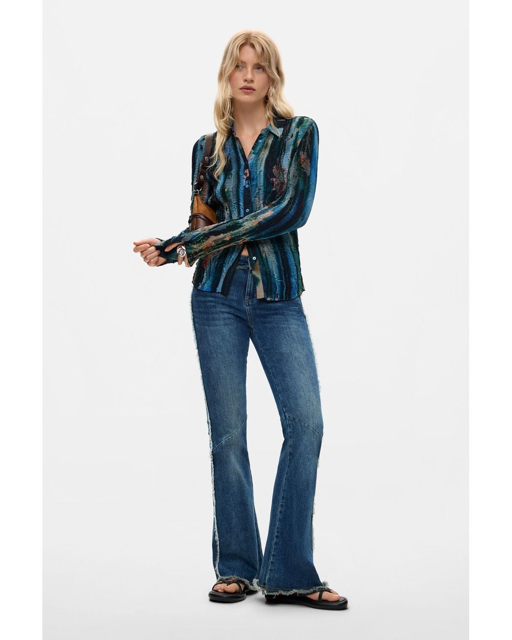 Desigual Blue Printed Shirt, Polyester