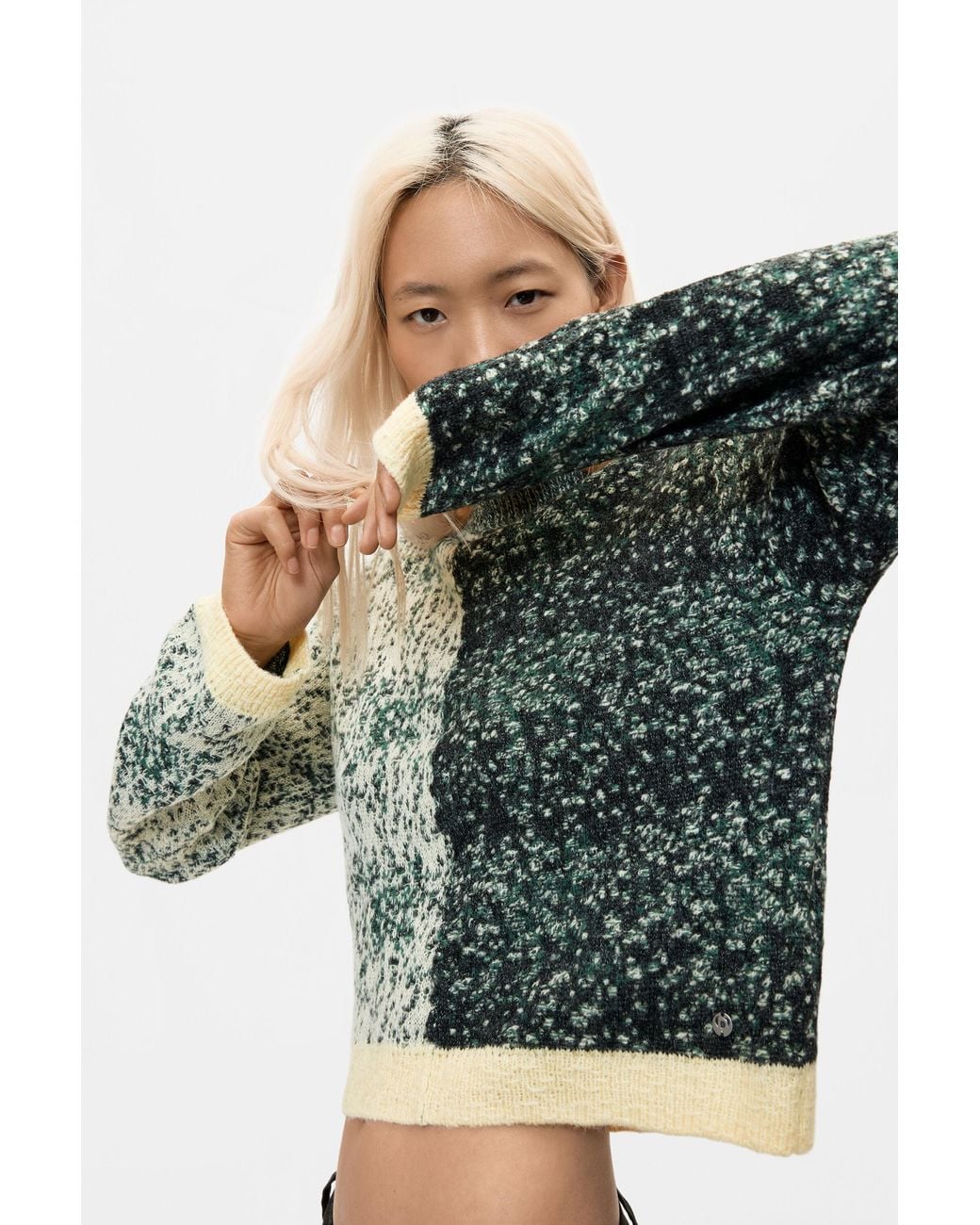 Desigual Green Chunky Knit Sweater