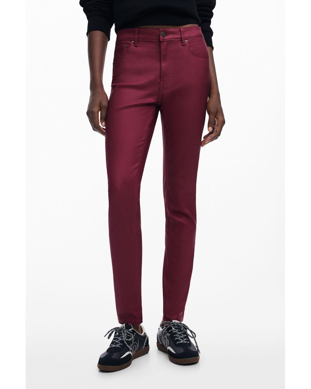 Desigual Red Slim Pants, Polyurethane