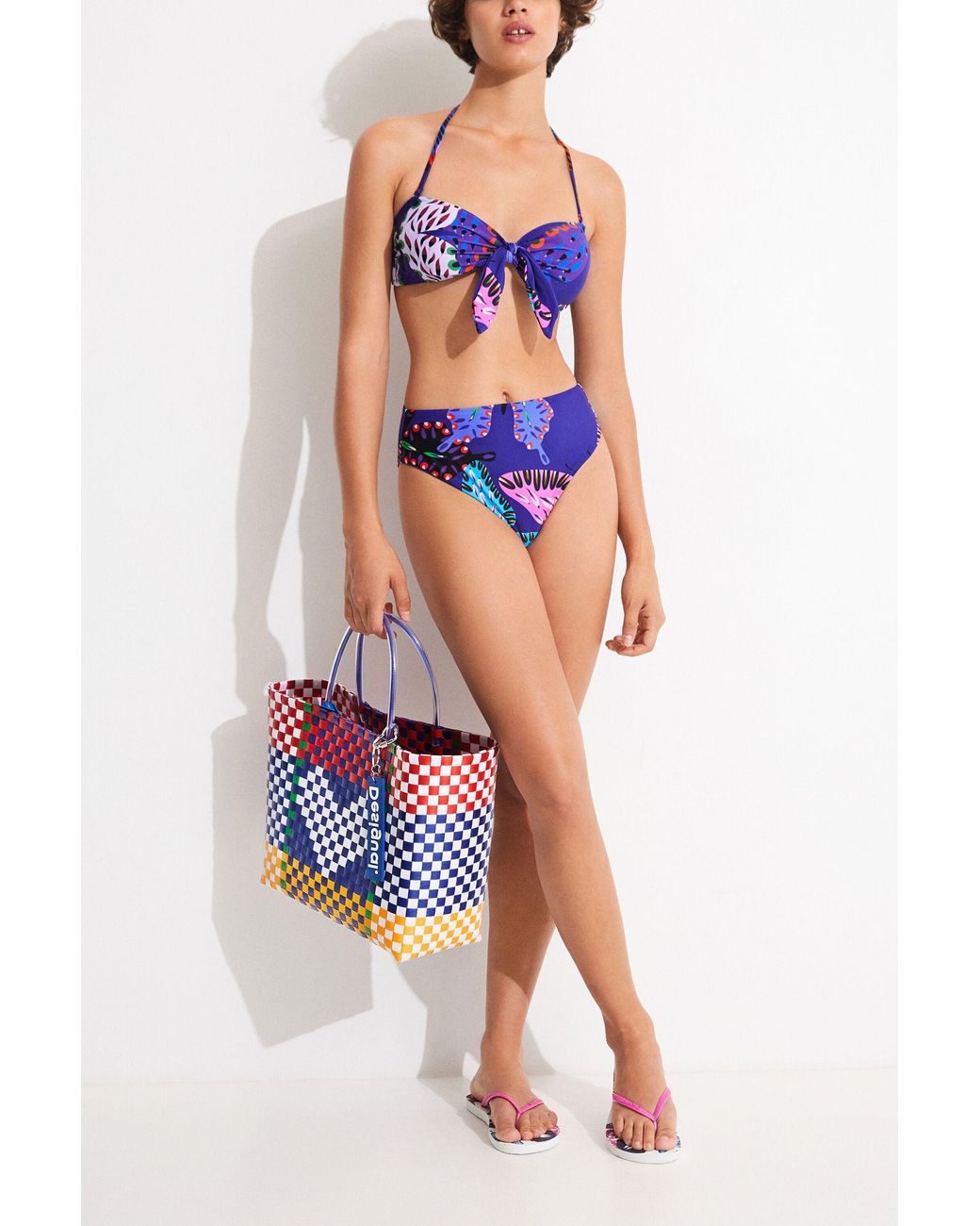 Desigual Blue Knotted Butterfly Bikini Top