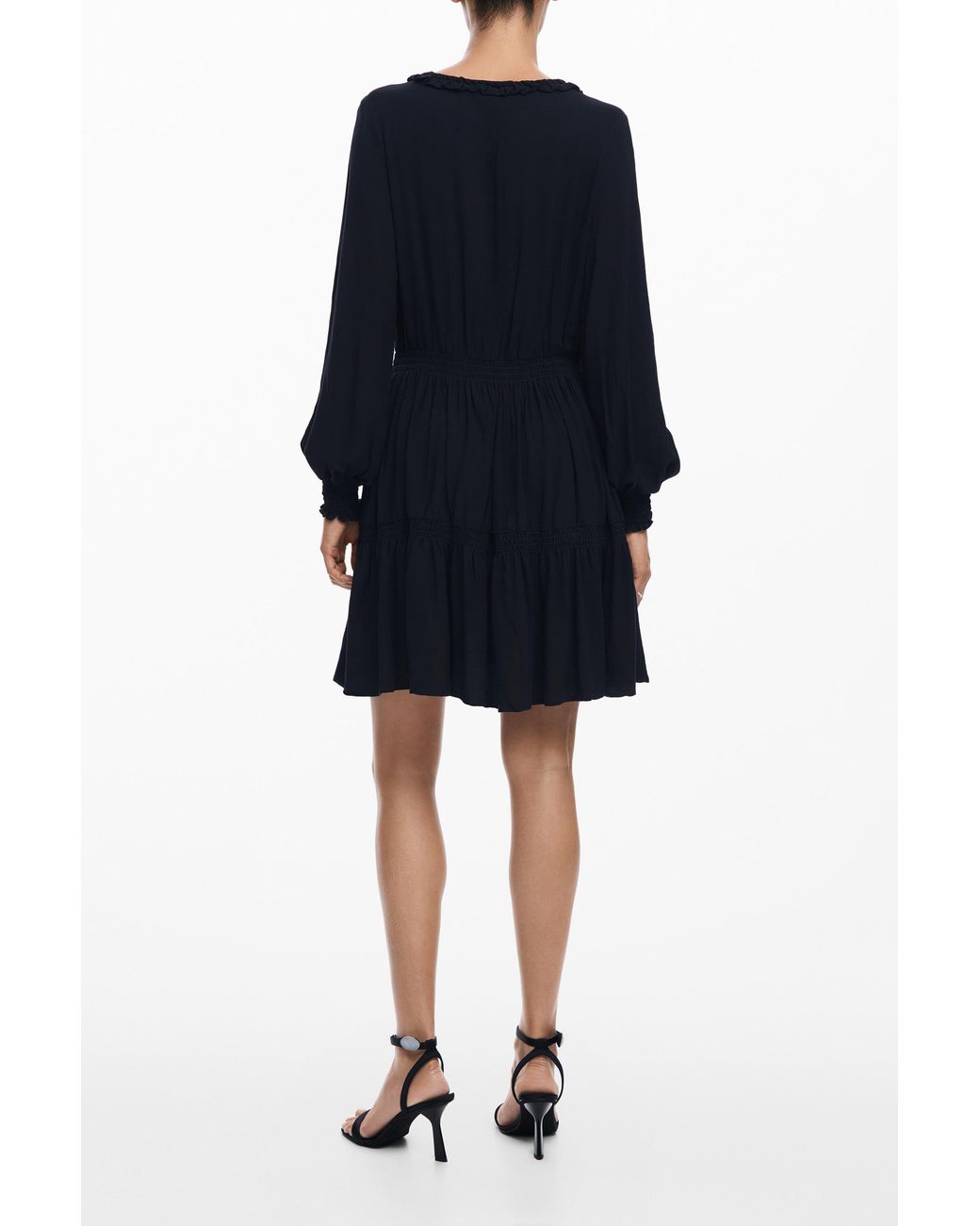 Desigual Blue Mini Dress With Details, Viscose