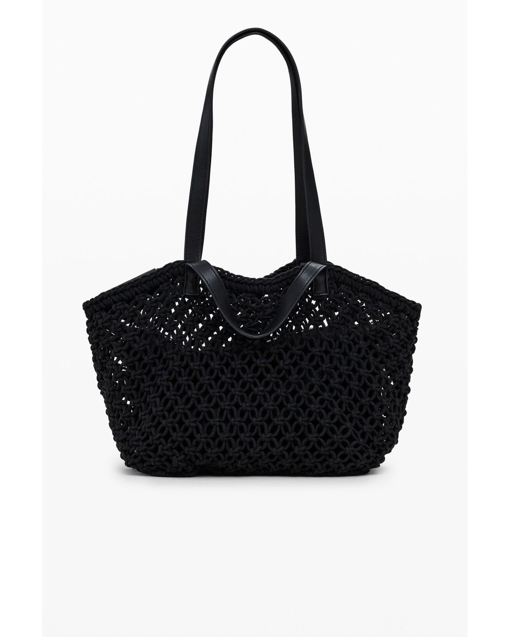 Desigual Black Large Crochet Shopper Bag