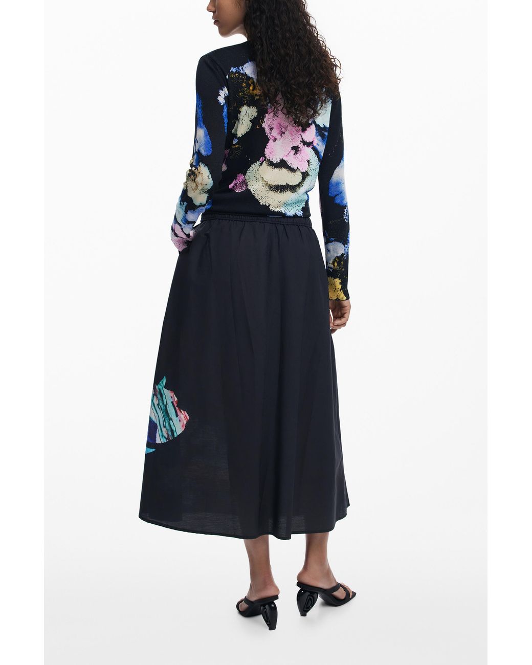 Desigual Blue Skirt Designed By Mr. Christian Lacroix, Cotton