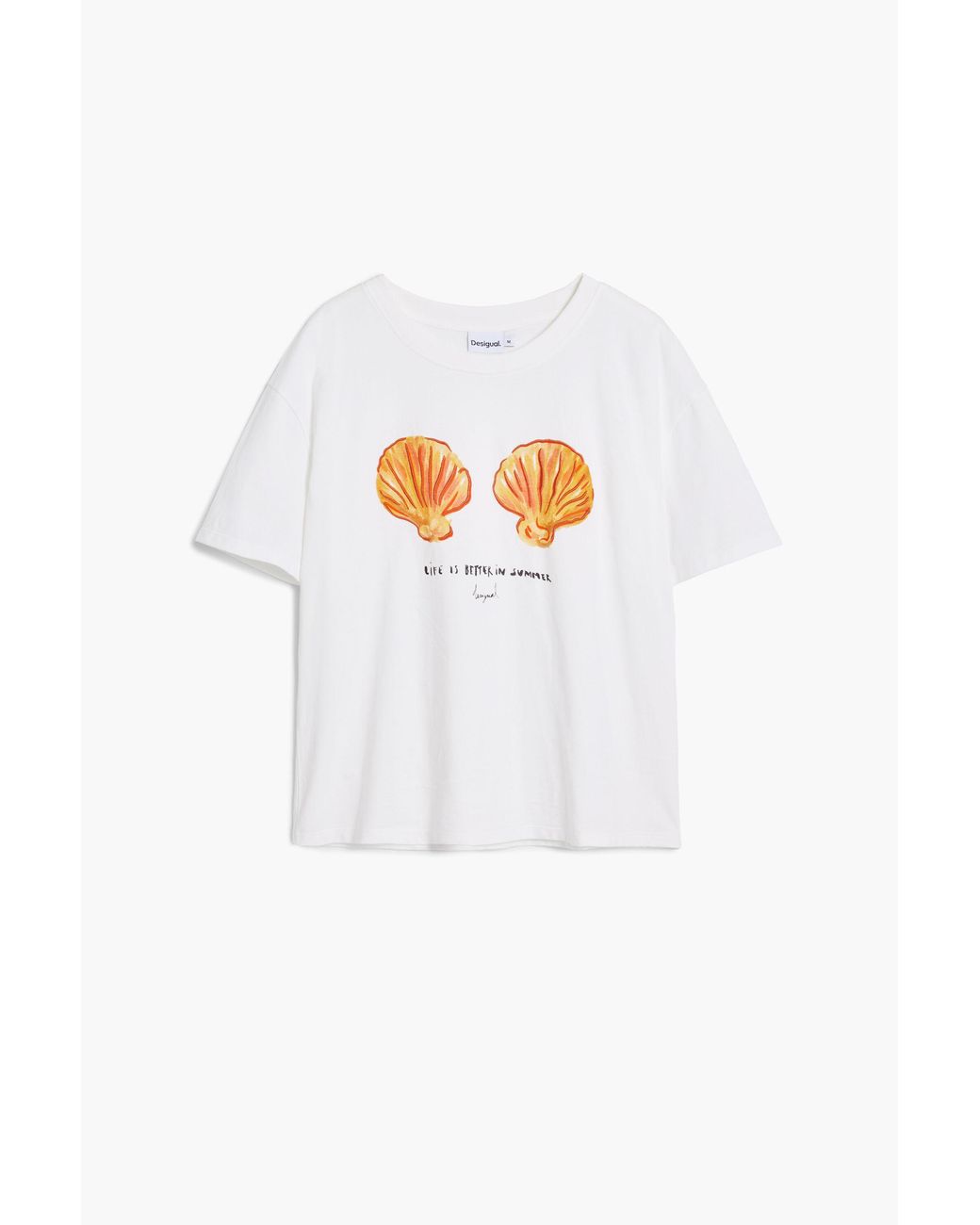 Desigual White Shell T-Shirt, Cotton