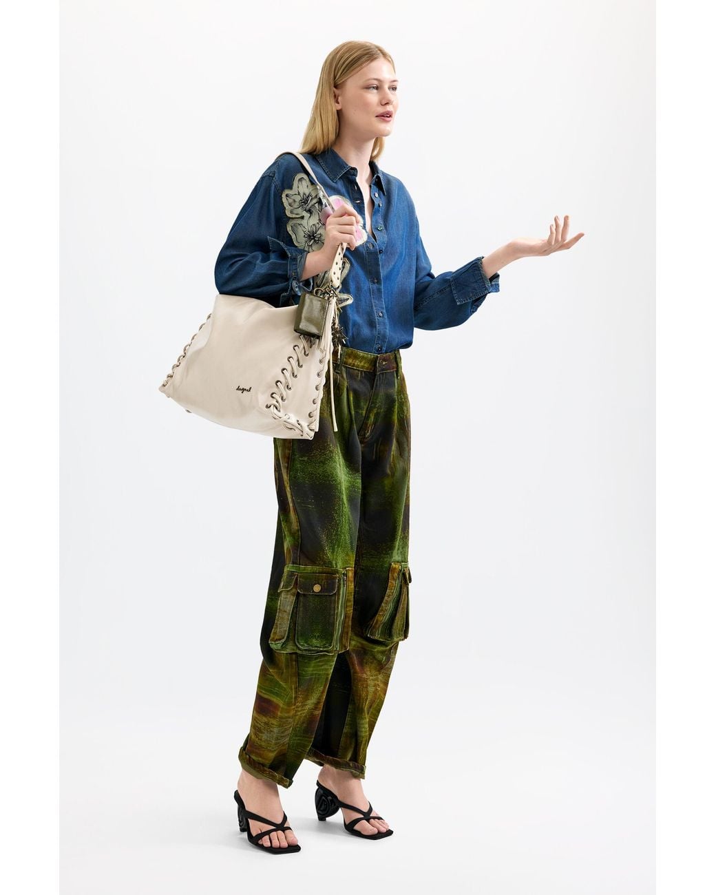 Desigual Natural Medium Faux Leather Bag, Polyurethane