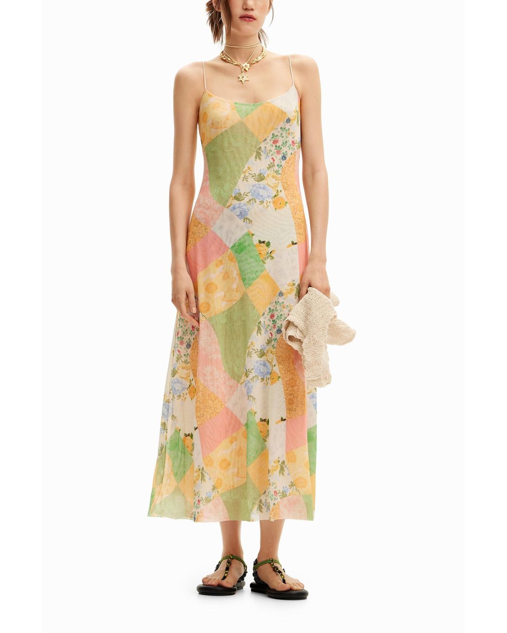 Desigual Metallic Hybrid Midi Dress, Cotton