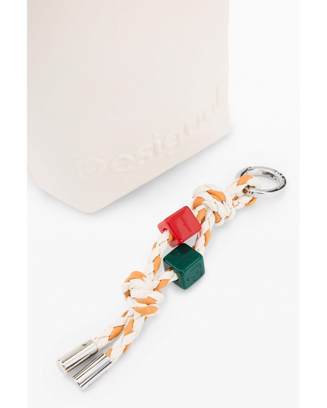 Desigual White Big Crossbody Wallet With Charms, Polyurethane