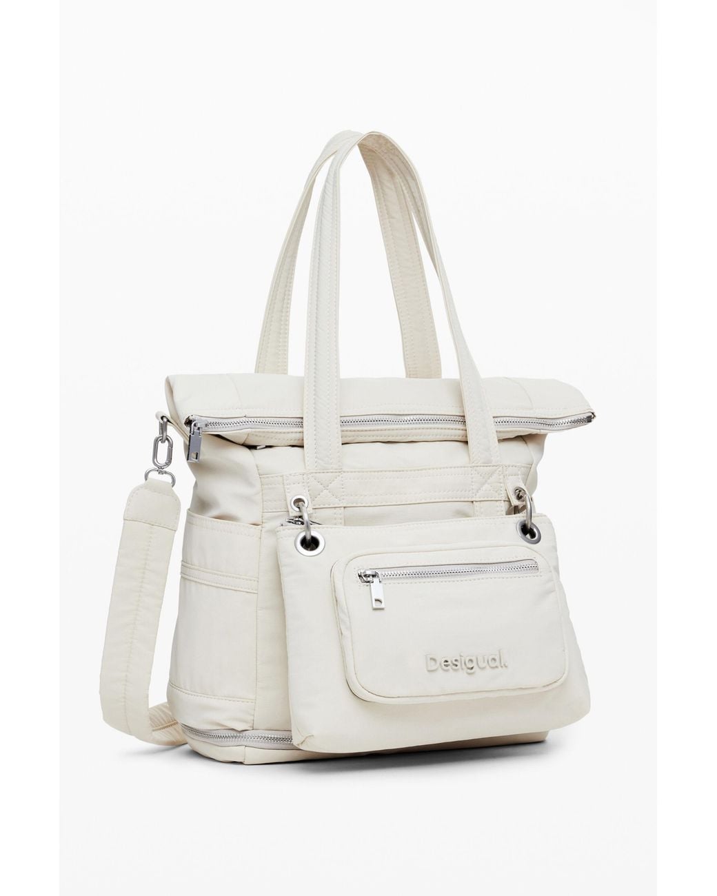 Desigual White Multi-Position Nylon Backpack, Polyamide