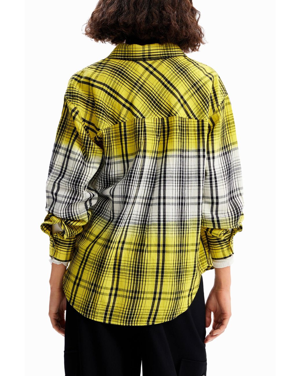 Desigual Yellow Dégradé Plaid Shirt, Cotton