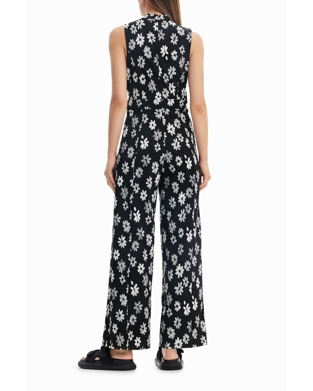 Desigual White Contrast Floral Jumpsuit, Polyester