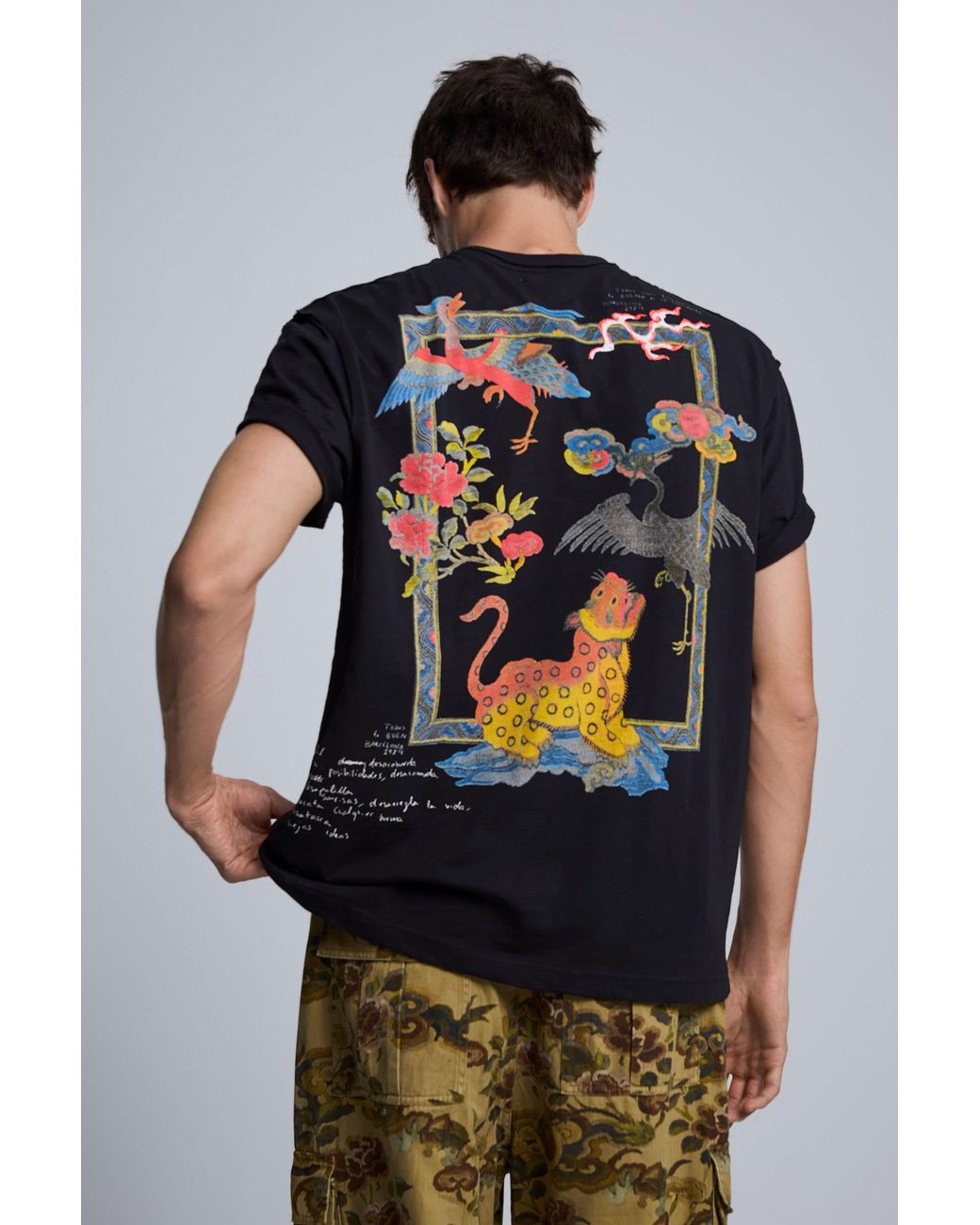 Desigual Blue Printed T-Shirt, Cotton for men