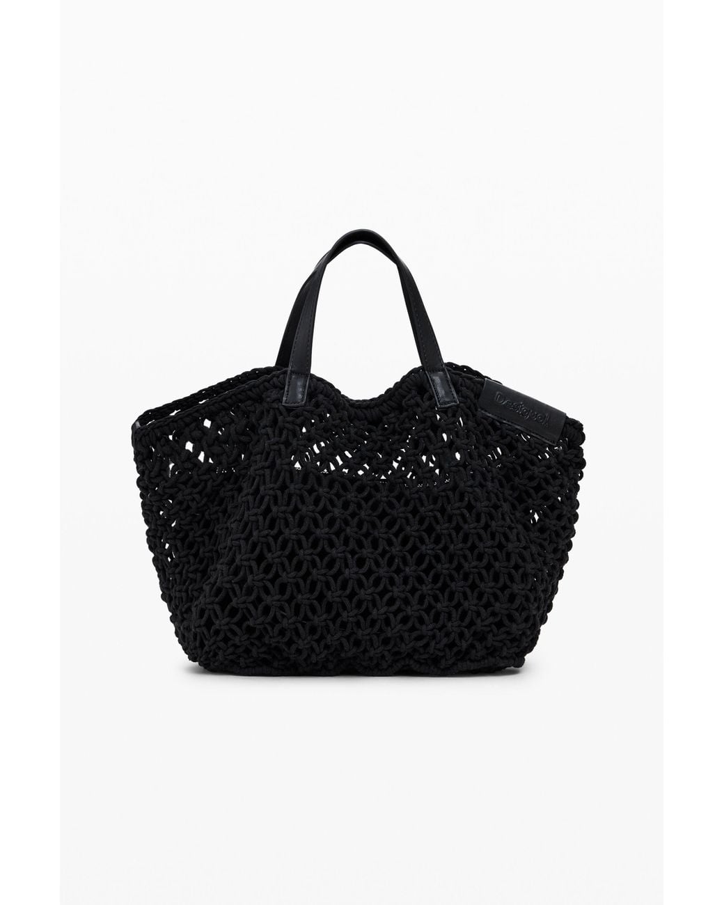 Desigual Black Large Crochet Shopper Bag