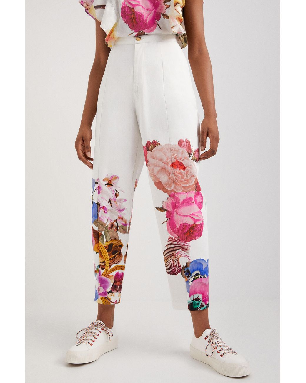 Desigual Red M. Christian Lacroix Floral Baggy Trousers, Cotton