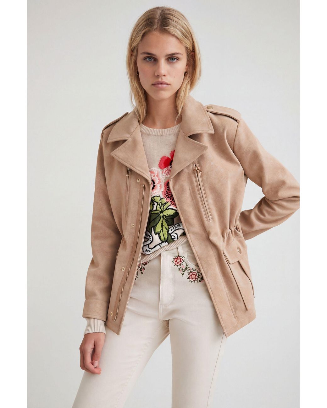 Desigual Natural Straight Multi-Pocket Jacket, Polyurethane