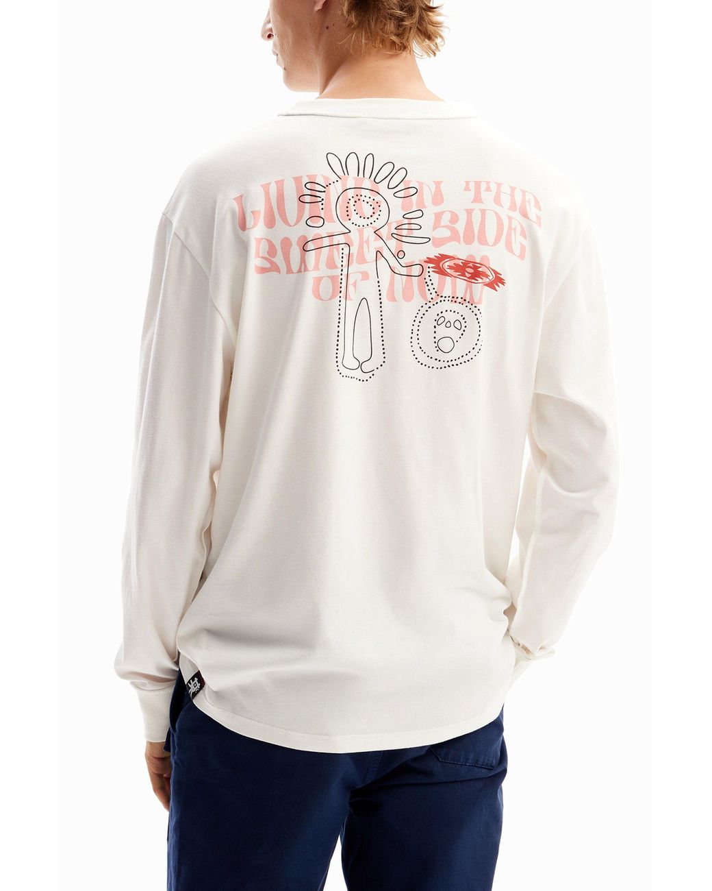 Desigual White Arty Messages T-Shirt, Cotton for men