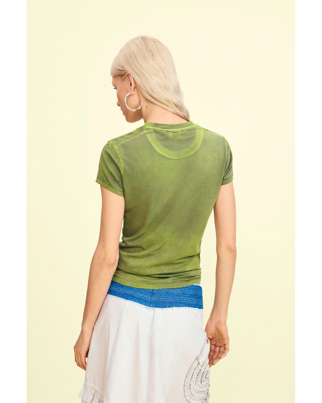 Desigual Green Fitted Daisy T-Shirt, Cotton