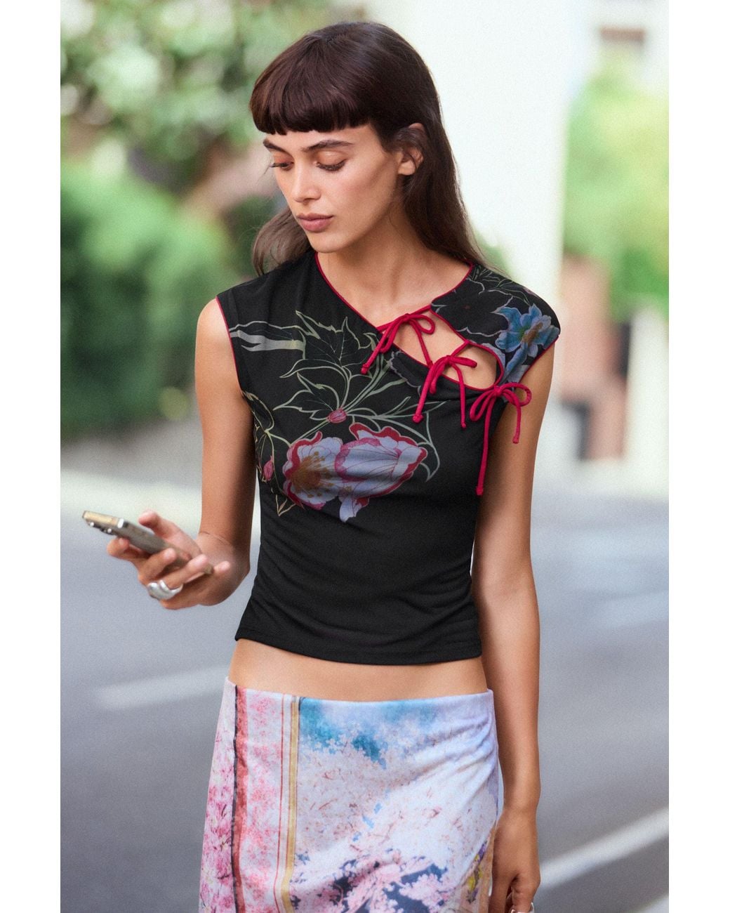 Desigual Black Printed Oriental T-Shirt, Polyester