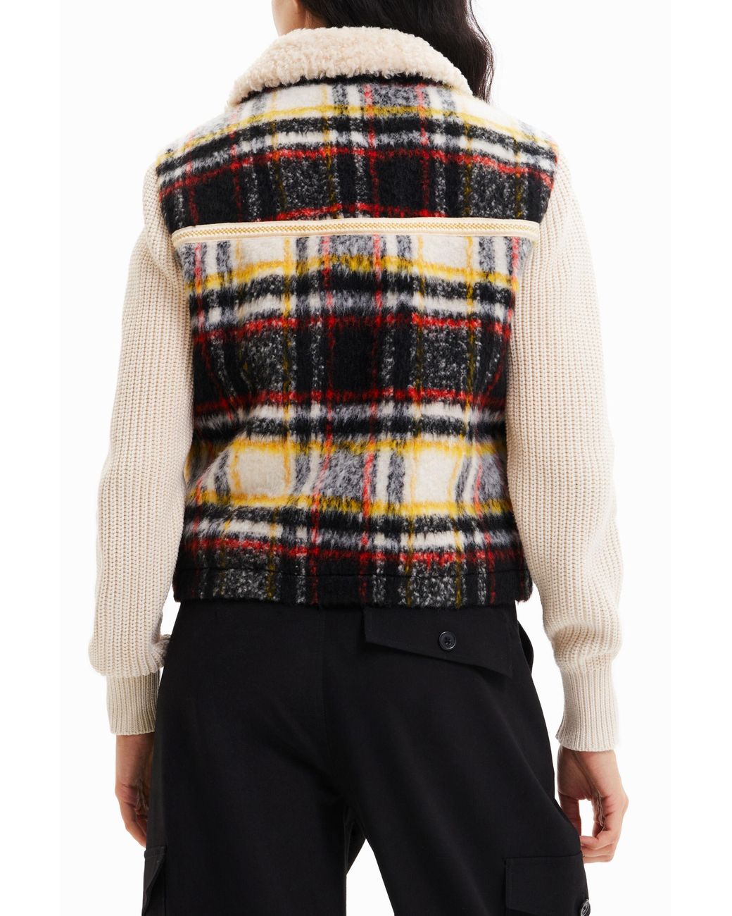 Desigual White Fleece Trucker Jacket